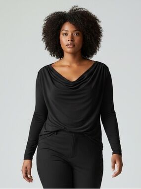 In Every Story Top Draped Fit Open Back Loose Fit Blouse Top Black Size 4X